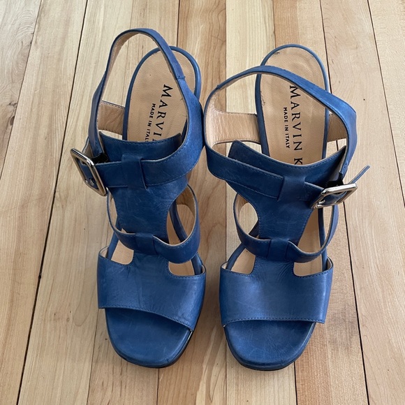 Marvin K. (Aquatalia) Blue Leather High Heel Sandals - Made in Italy - Size 6.5 - Picture 8 of 16